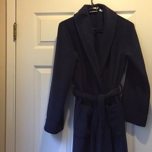 LL Bean navy blue fleece robe